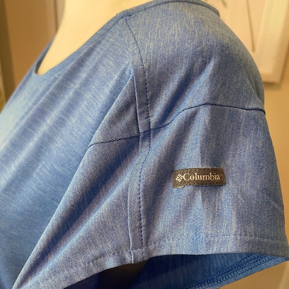 Columbia Blue Tee Wicking Omni Shade UPF Trek Hike - Picture 4 of 5